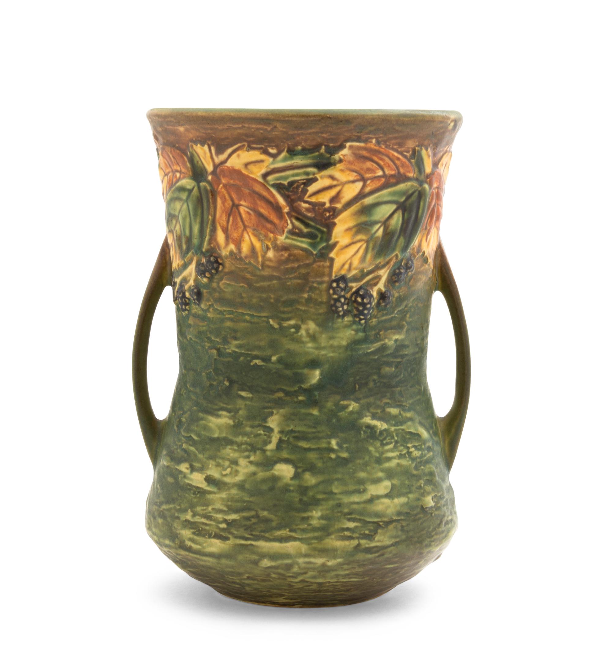 A Roseville Blackberry Pottery Vase Height 10 1/4 inches.