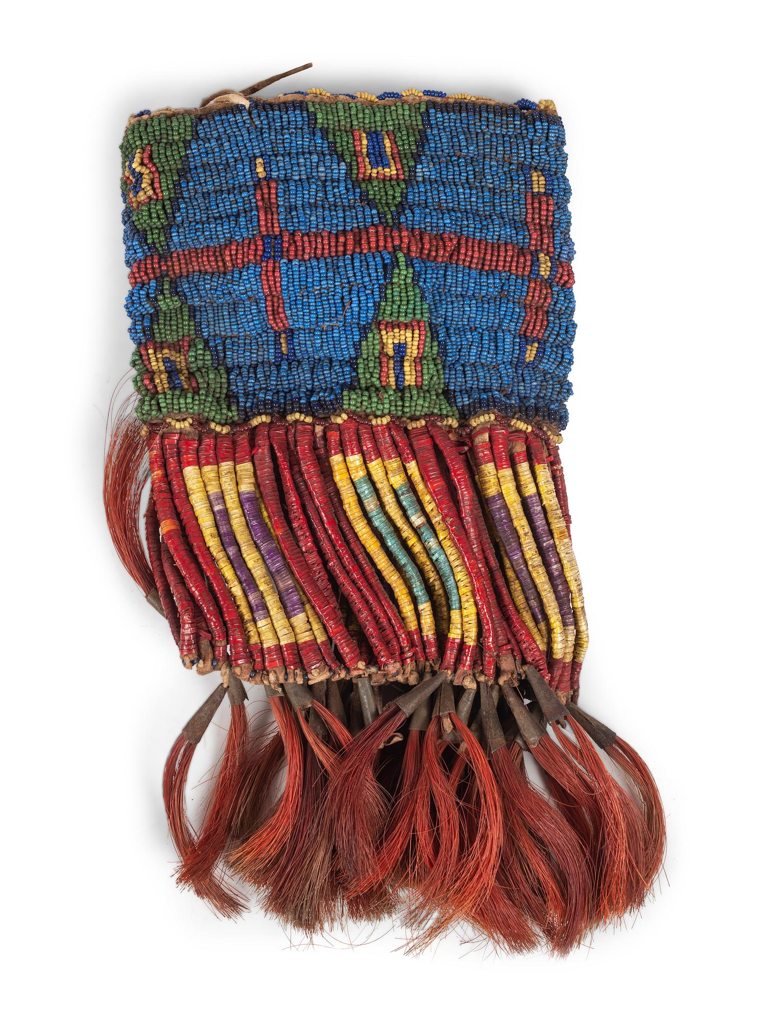 Sioux Beaded and Quilled Buffalo Hide Arm Band, Single