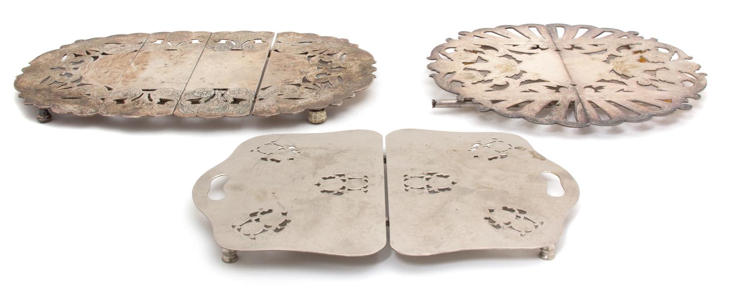 Three Silver Plate Trivets, ,