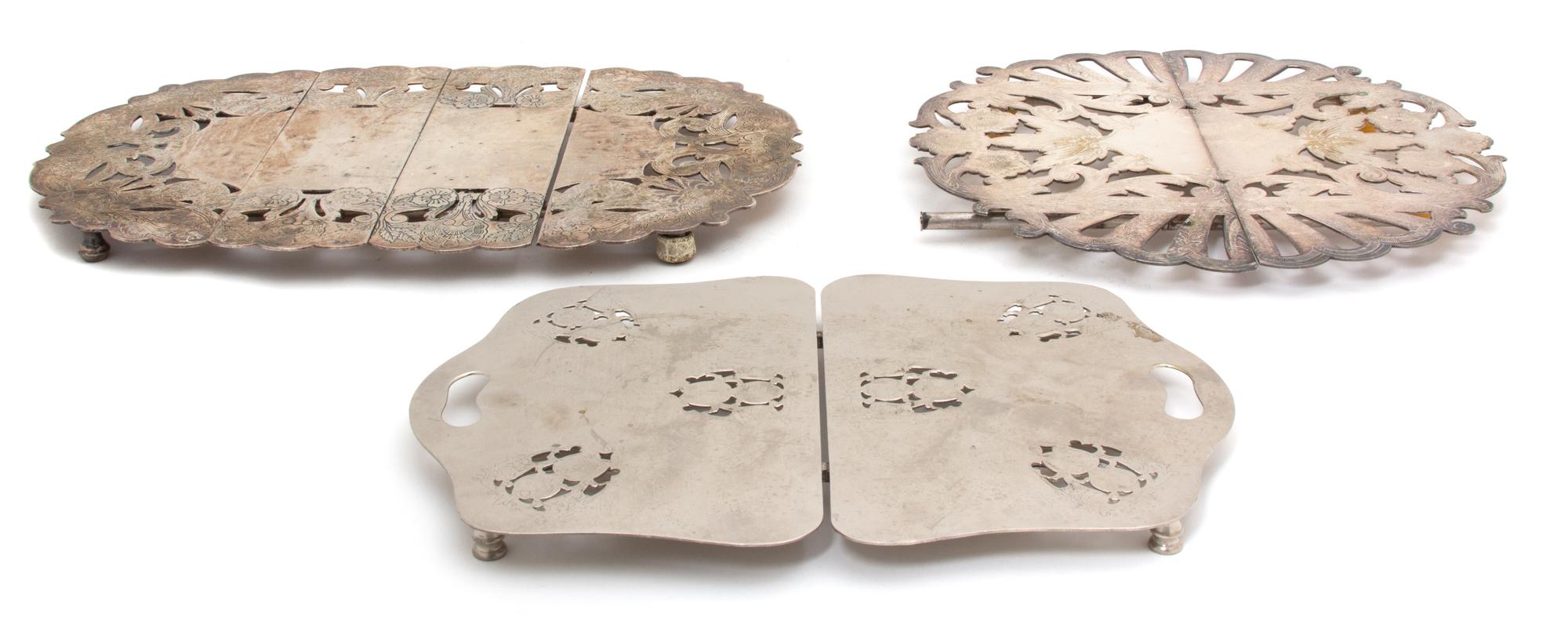 Three Silver Plate Trivets, ,