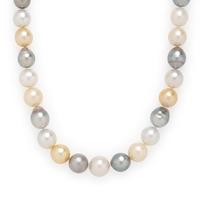 Multicolor Cultured Pearl and White Gold Necklace