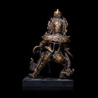 A Nepalese Copper Alloy Figure of Black Jambhala, 16th/17th Century 十六/十七世紀 尼泊爾銅財神