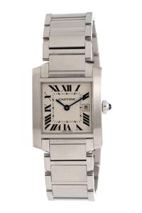CARTIER, REF. 2465 STAINLESS STEEL 'TANK FRANCAISE' WRISTWATCH