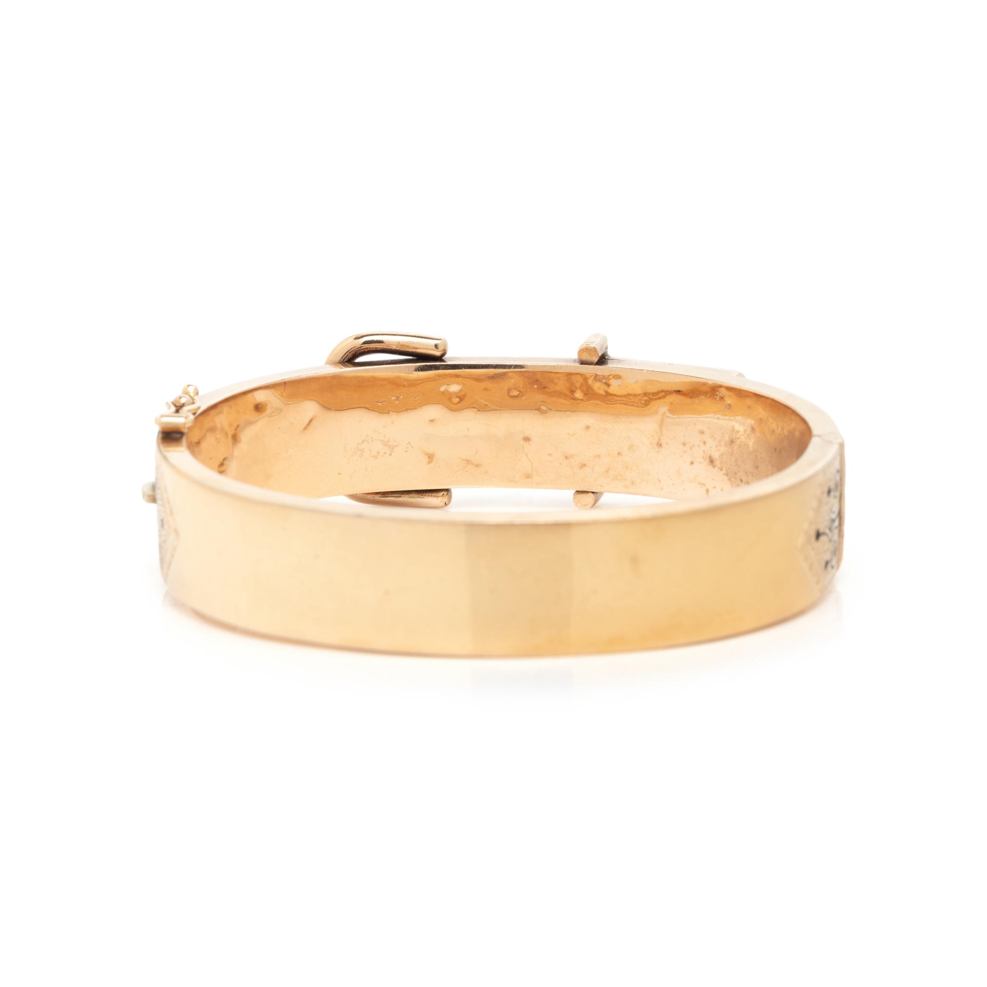 VICTORIAN, YELLOW GOLD AND ENAMEL BRACELET