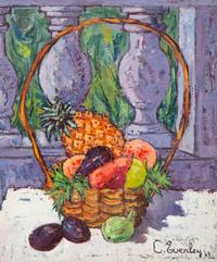Panier de Fruit Devant Balustrade and Still Life with Pineapple (two works)
