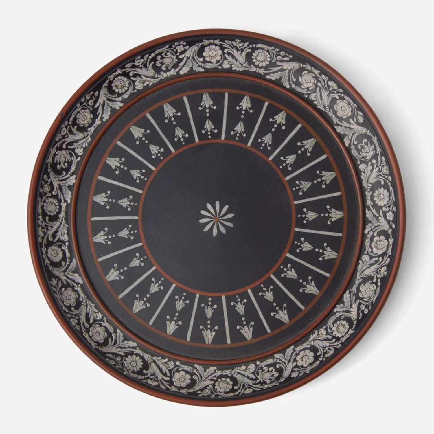 A Wedgwood Encaustic-Decorated Black Basalt Plate UK, circa 1785