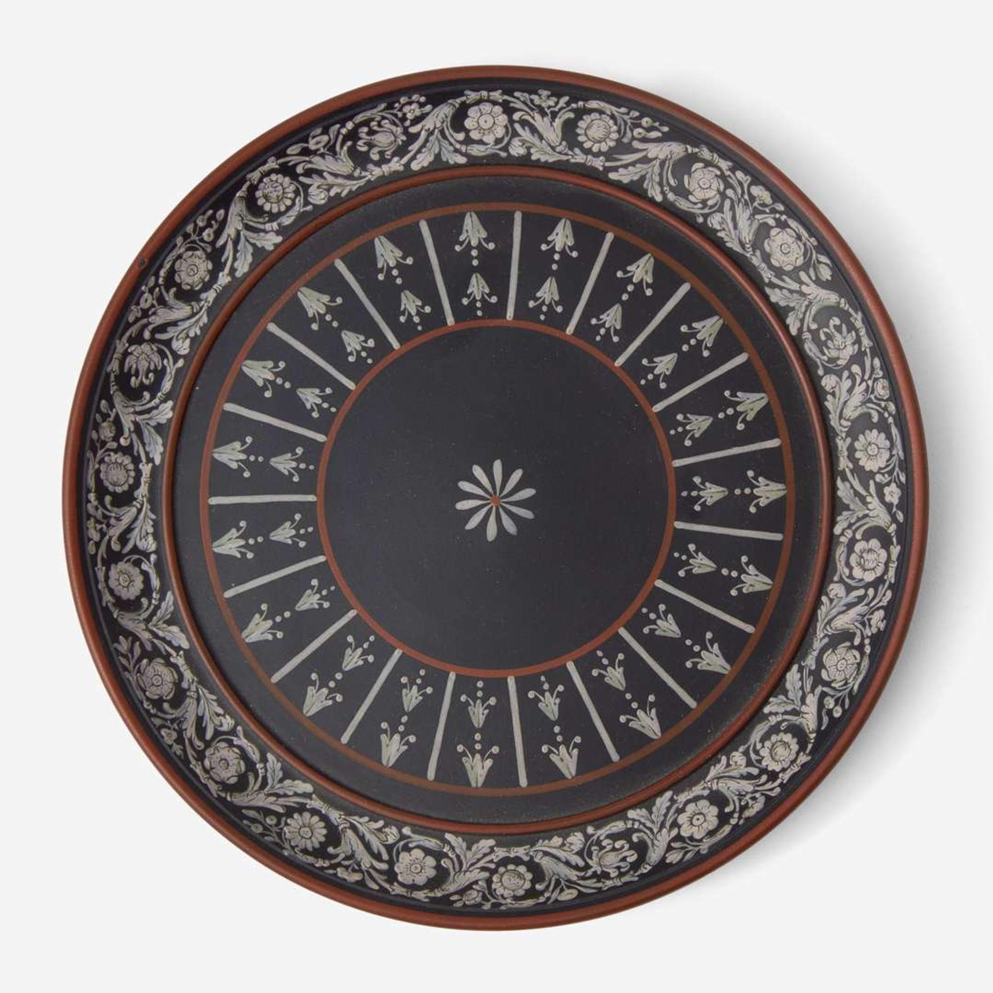 A Wedgwood Encaustic-Decorated Black Basalt Plate UK, circa 1785