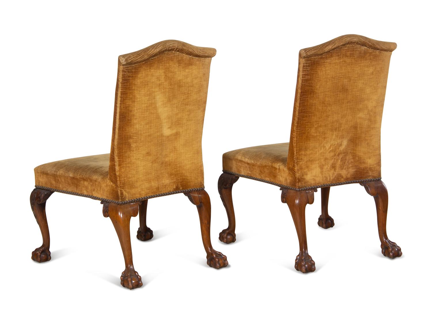 A Pair of George II Style Carved Walnut Side Chairs