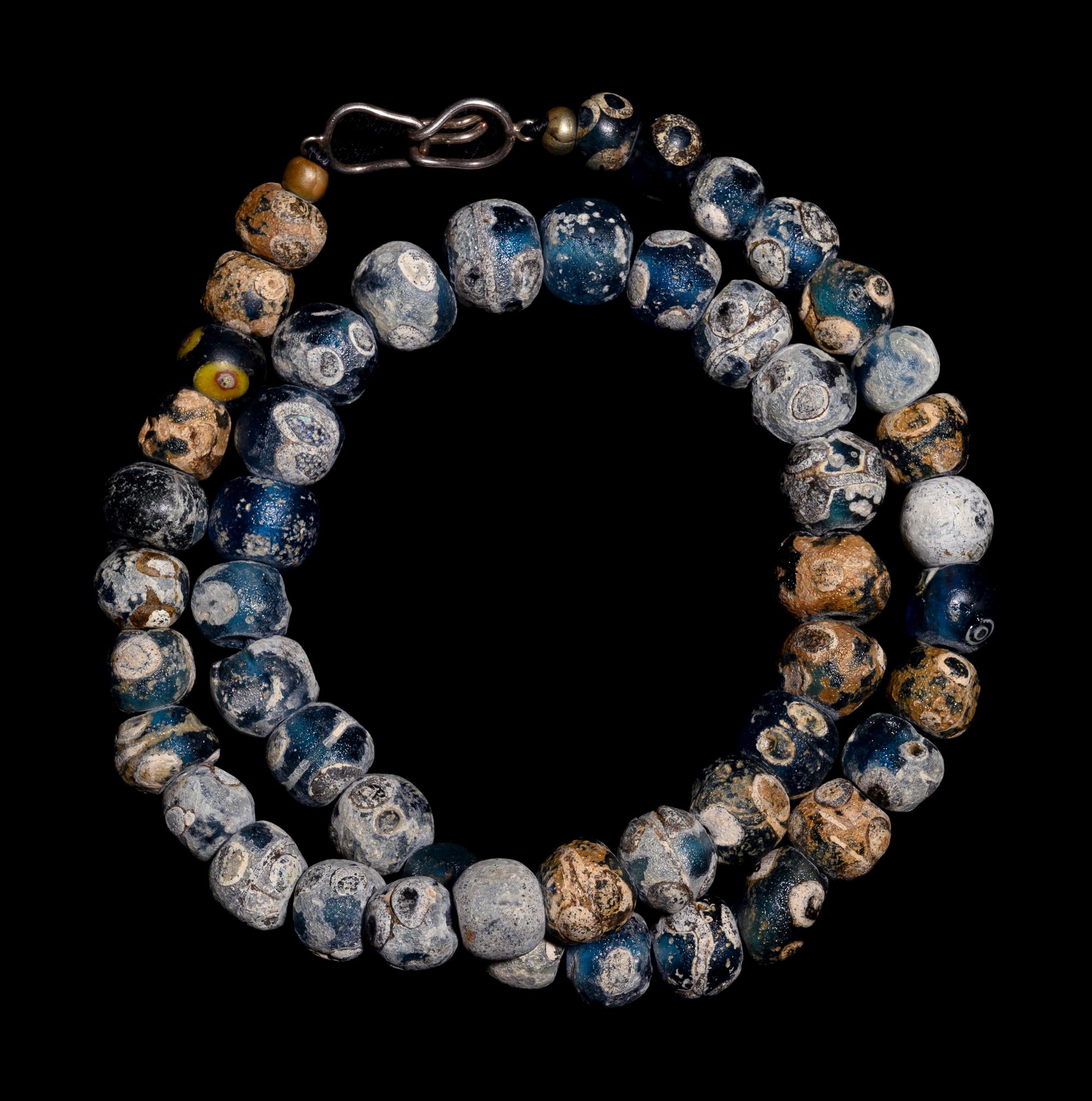 A Roman Blue Glass Necklace with Eye Beads