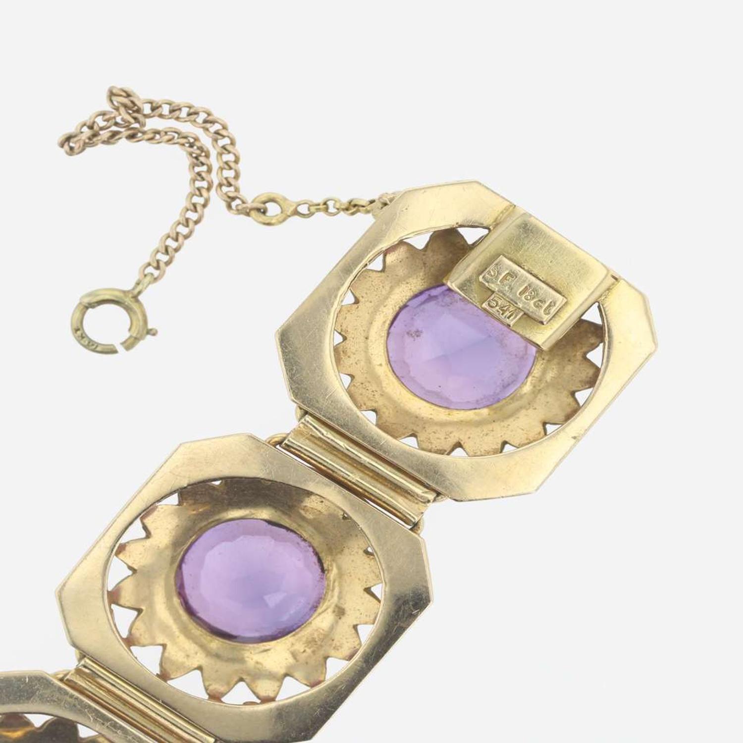 An 18K yellow gold, synthetic sapphire, and enamel bracelet