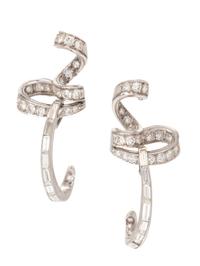 A Pair of Platinum and Diamond Earrings,
