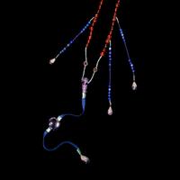 A Chinese Amber, Lapis, and Amethyst Court Necklace, Chaozhu, Late 19th Century 清晚期 琥珀朝珠