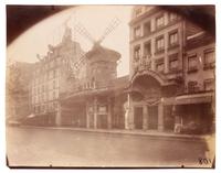 A group of four photographs depicting Paris ( Moulin Rouge [86 boulevard de Clichy] ; Passage Moret, ruelle des Gobelins ; Rue des Prêtres Saint-Séverin, au fond rue Boutebrie; Rue des Gobelins)