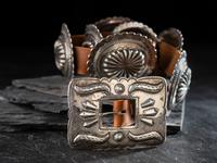 Heavily Stamped Silver Concha Belt