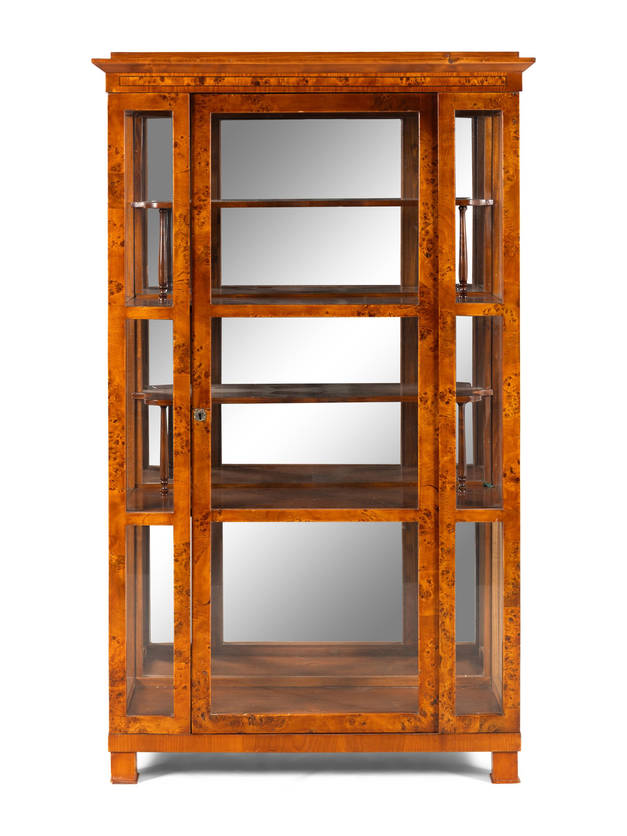 A Continental Burlwood Vitrine Cabinet