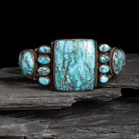 Navajo Turquoise Cluster Cuff Bracelet