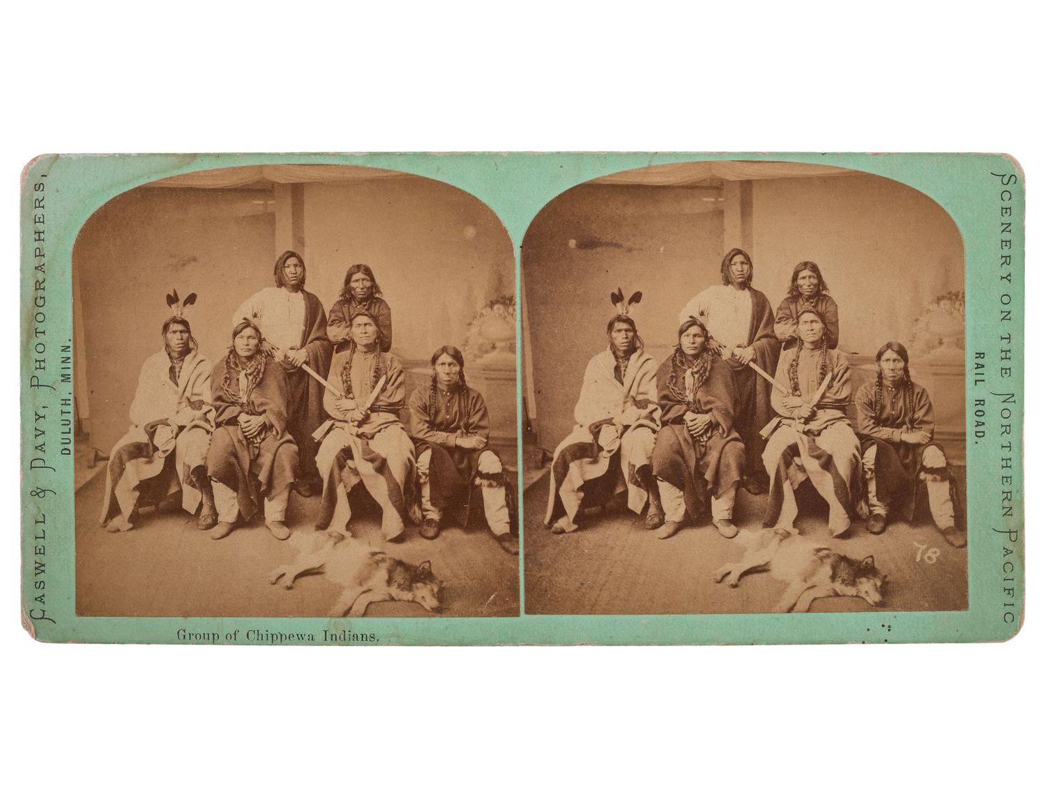 [NATIVE AMERICANS]. CASWELL & DAVY, photographers. Group of Chippewa Indians . Duluth, MN: ca 1860.