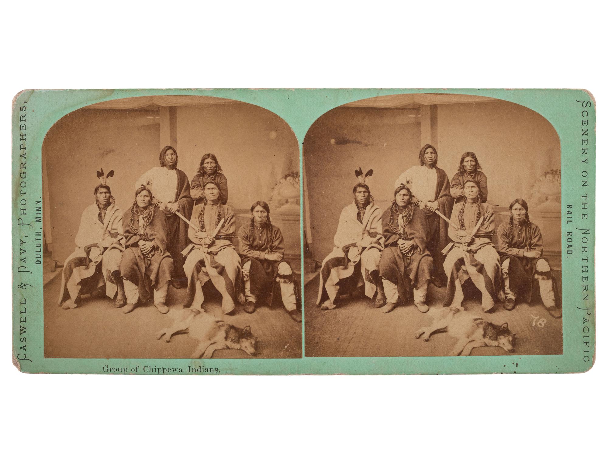 [NATIVE AMERICANS]. CASWELL & DAVY, photographers. Group of Chippewa Indians . Duluth, MN: ca 1860.