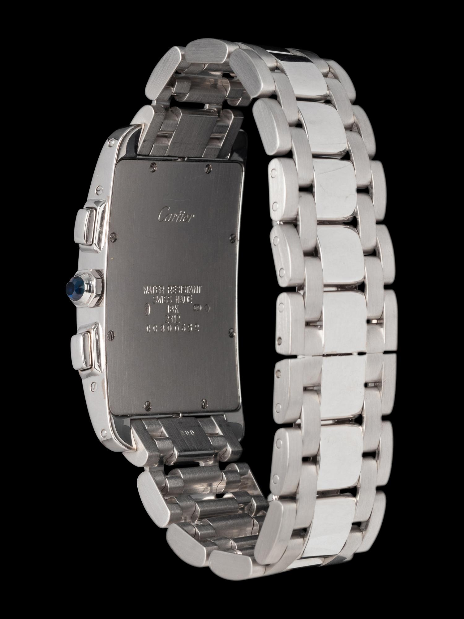 CARTIER, REF. 2312 18K WHITE GOLD 'TANK AMERICAINE' CHRONOGRAPH WATCH
