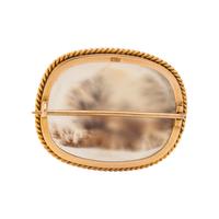 YELLOW GOLD AND MOSS AGATE BROOCH