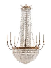 Two Large Gilt Metal and Cut Glass Chandeliers from the Embassy of Italy, Washington, D.C.