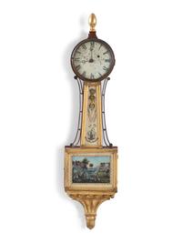 A Scarce Federal 'Battle of Lexington' Parcel Gilt Mahogany Banjo Clock