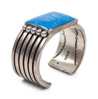 Sterling silver cuff bracelet with Lapis cabochon