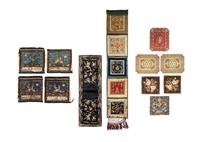 12 Chinese Embroidered and Woven Textile Panels