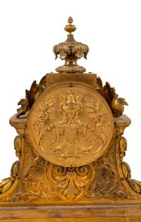 A Large French Gilt Bronze Clock Garniture