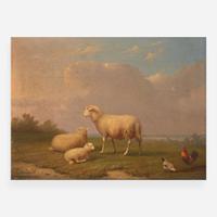Franz van Severdonck (Belgian, 1809–1889) Cockfight and Family of Sheep; together with a Companion (3)