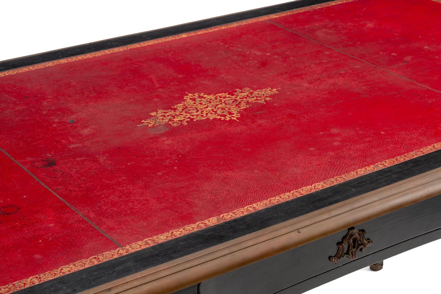 A Louis XV Gilt Bronze Mounted Ebonized Bureau Plat