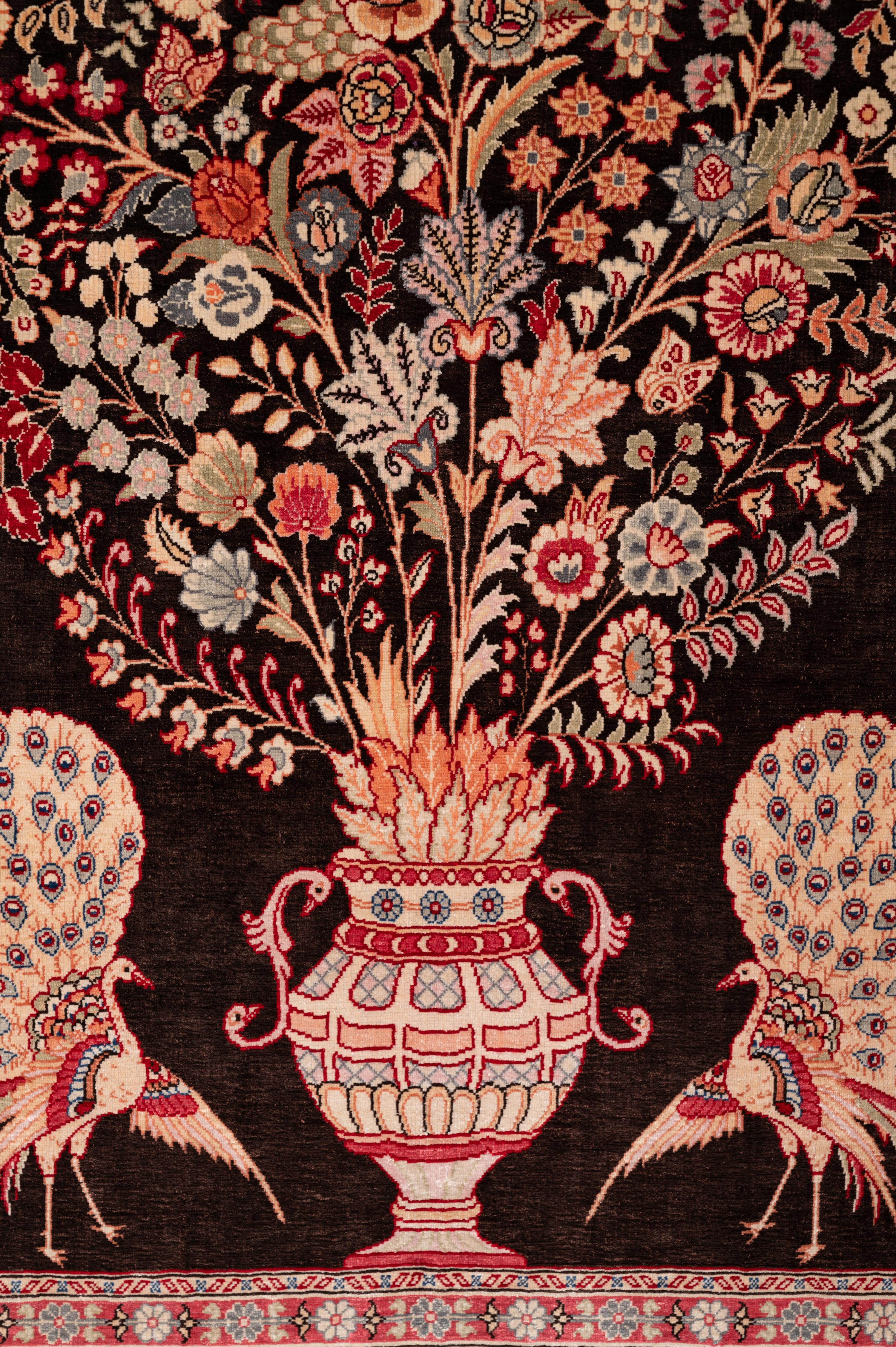 A Pair of Qum Silk and Wool Pictorial Rugs