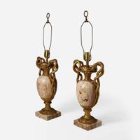 A pair of gilt bronze-mounted onyx urn-form table lamps late 19th / early 20th century