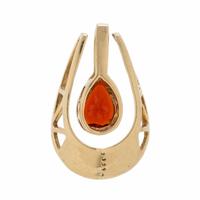Yellow Gold, Fire Opal, and Diamond Pendant and Enhancer Jacket
