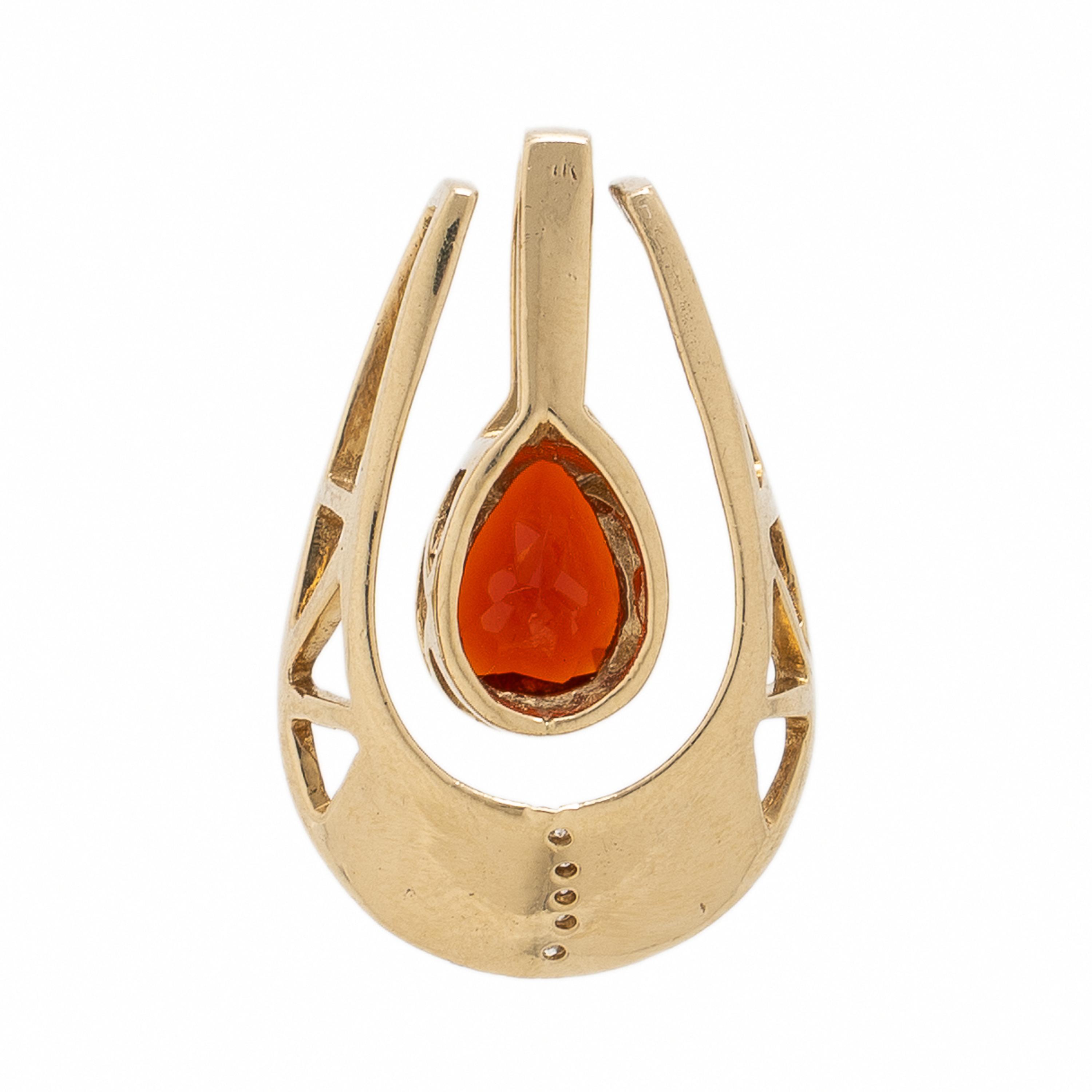 Yellow Gold, Fire Opal, and Diamond Pendant and Enhancer Jacket