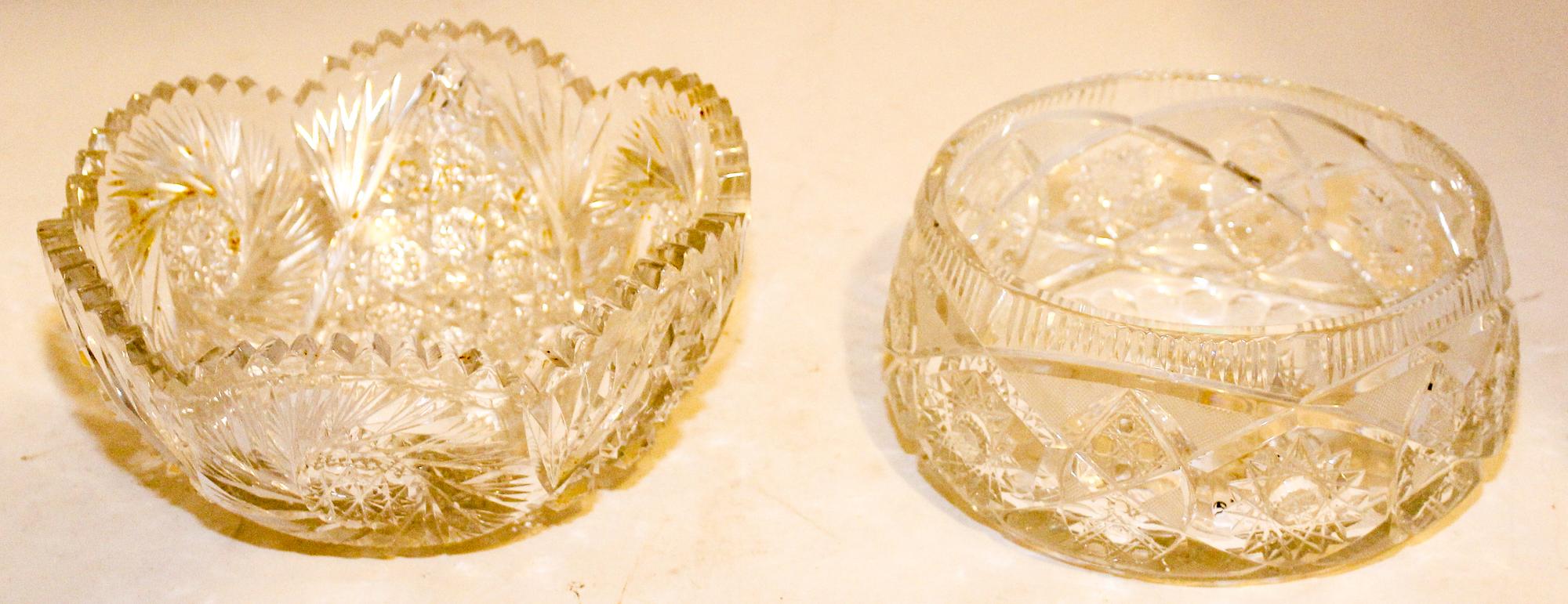 Two Cut Glass Center Bowls Diameter of larger 8 inches. — 19TH/20TH CENTURY