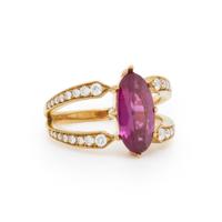 RUBY, DIAMOND, AND YELLOW GOLD RING