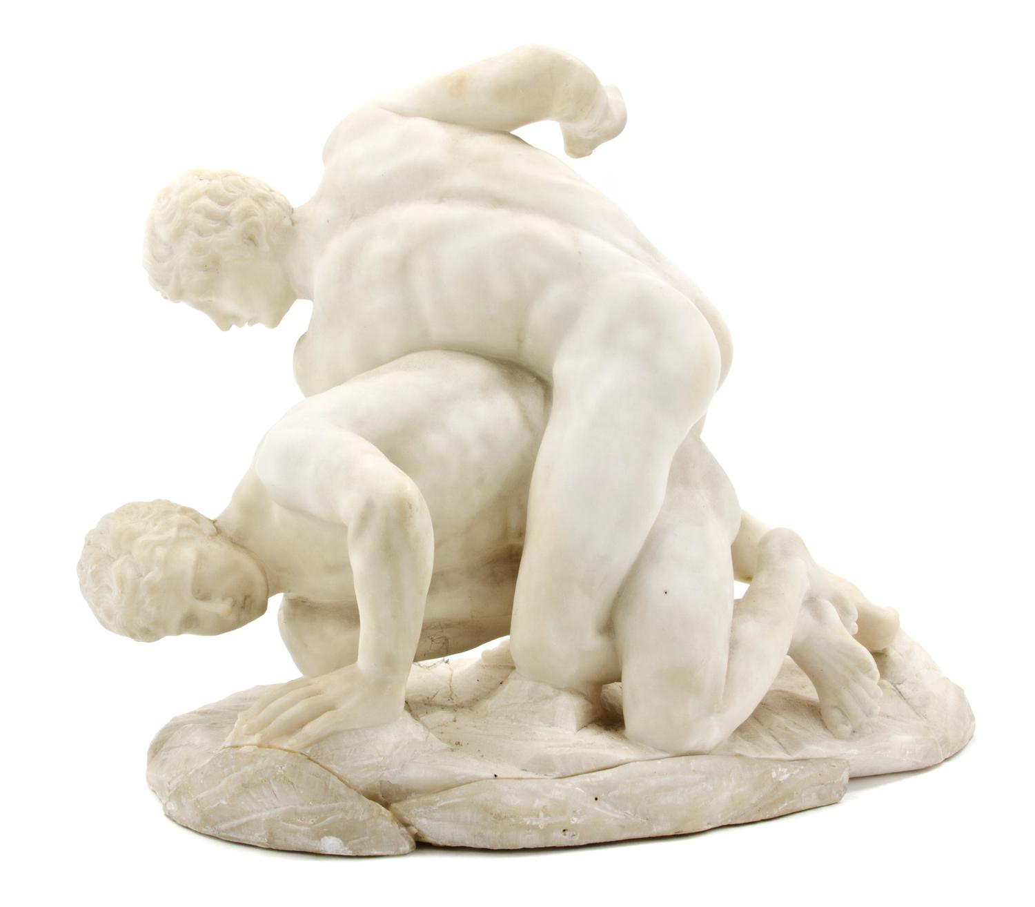 An Italian Marble Figural Group, after the Antique, Height 11 inches.