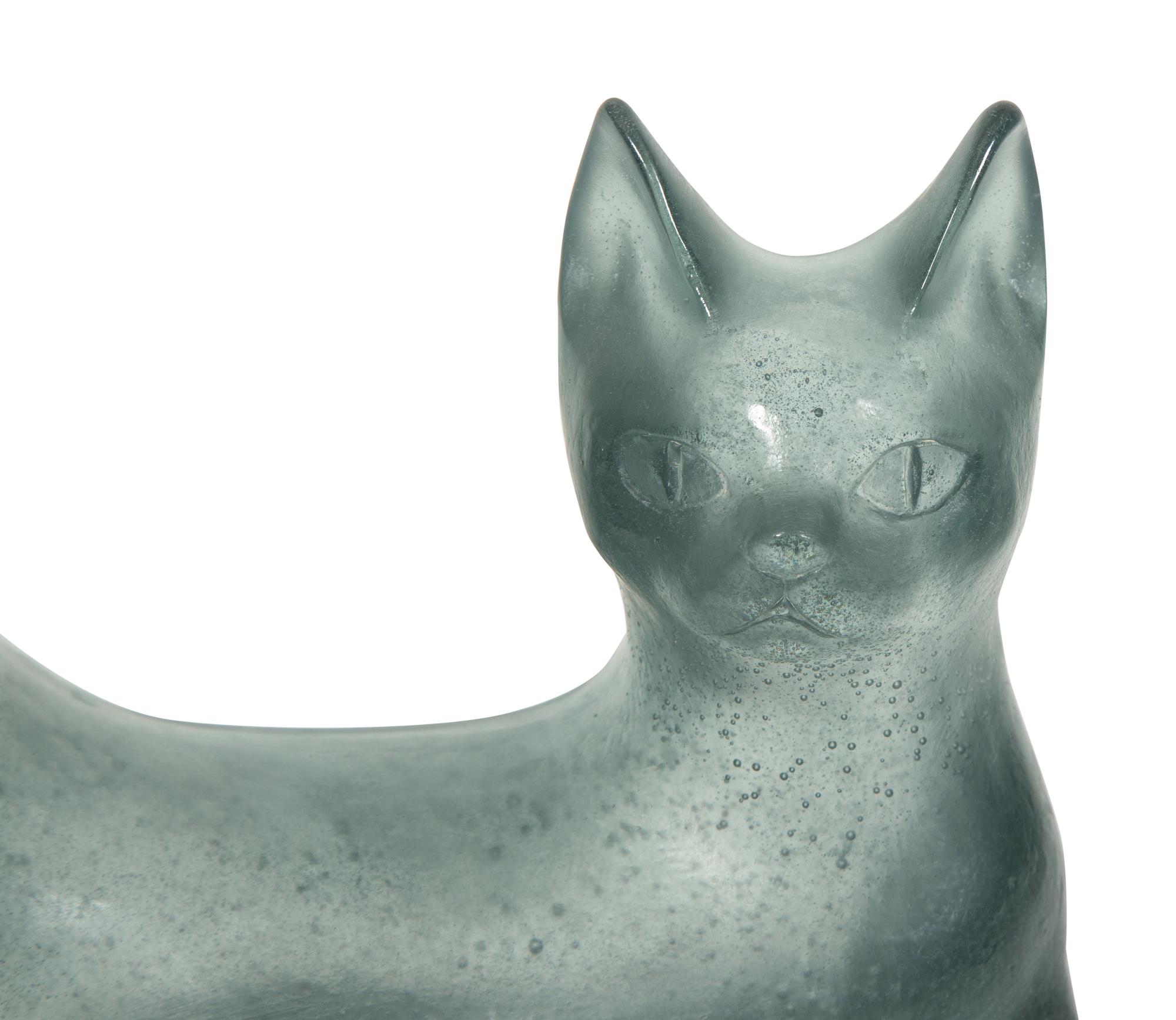 A Daum Pâte de Verre Recumbent Cat