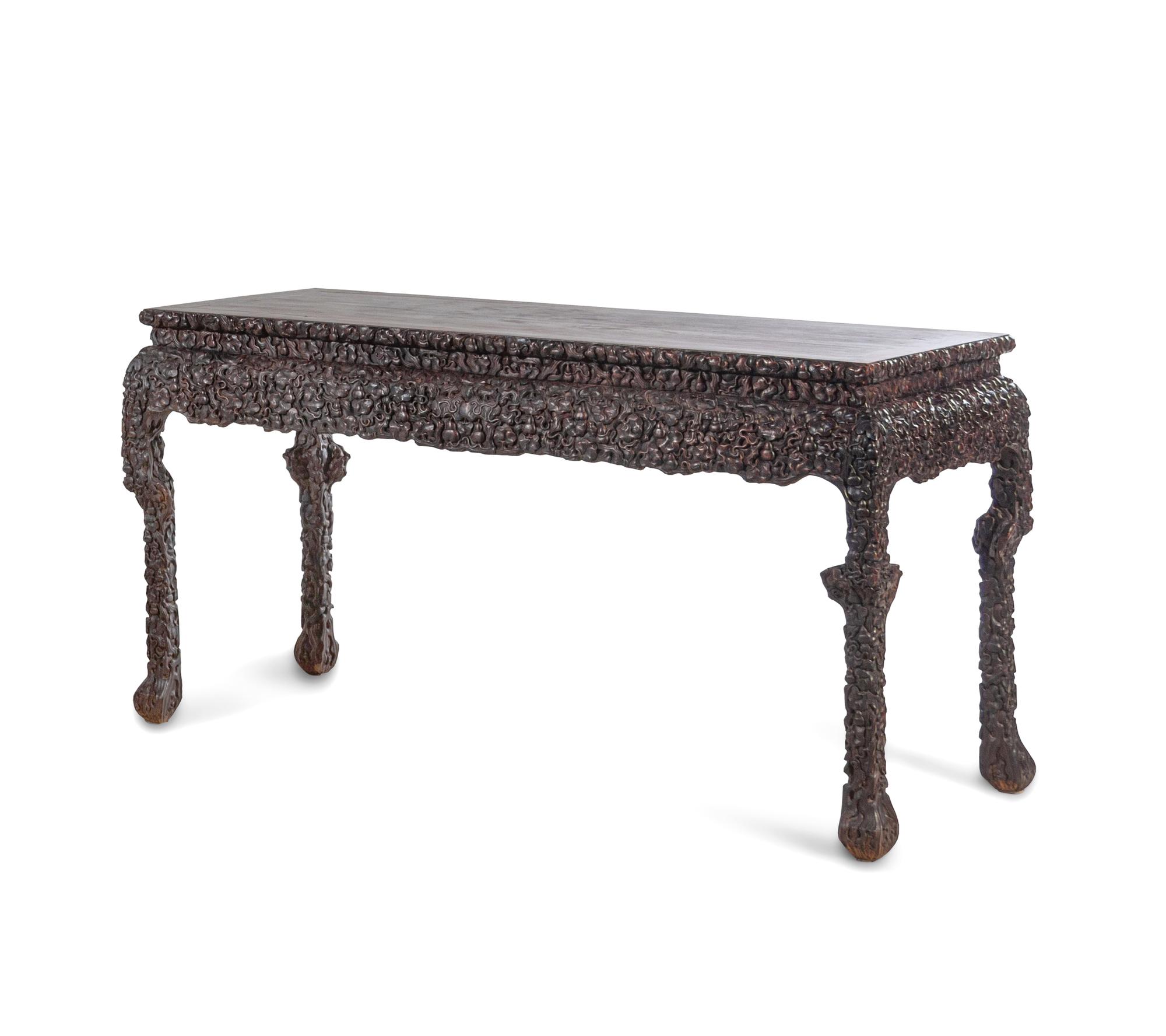 A Chinese Export Carved Hardwood Altar Table