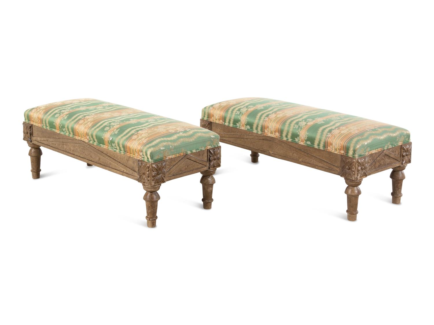 A Pair of Upholstered Foot Stools