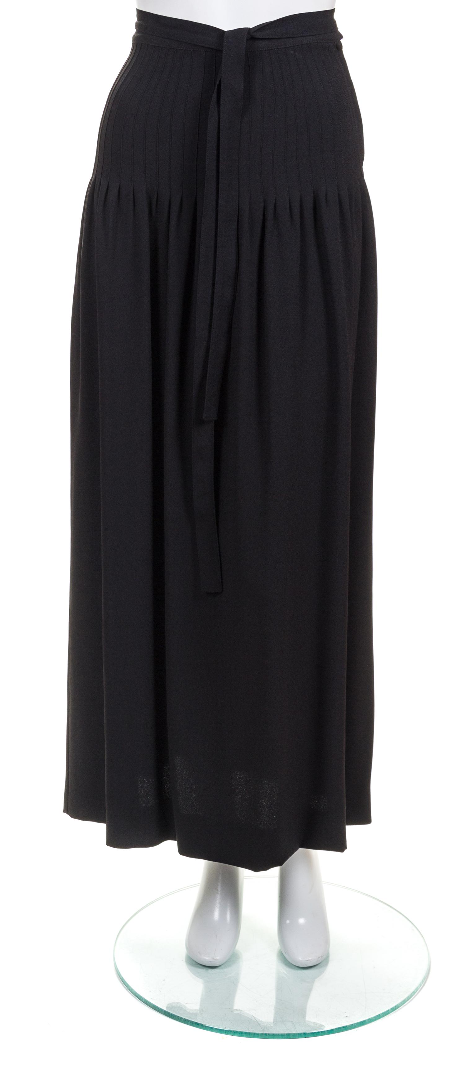 An Yves Saint Laurent Black Pleated Long Skirt, Size 34.