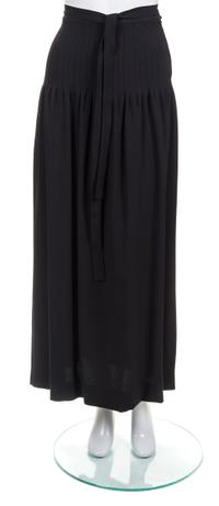 An Yves Saint Laurent Black Pleated Long Skirt, Size 34.