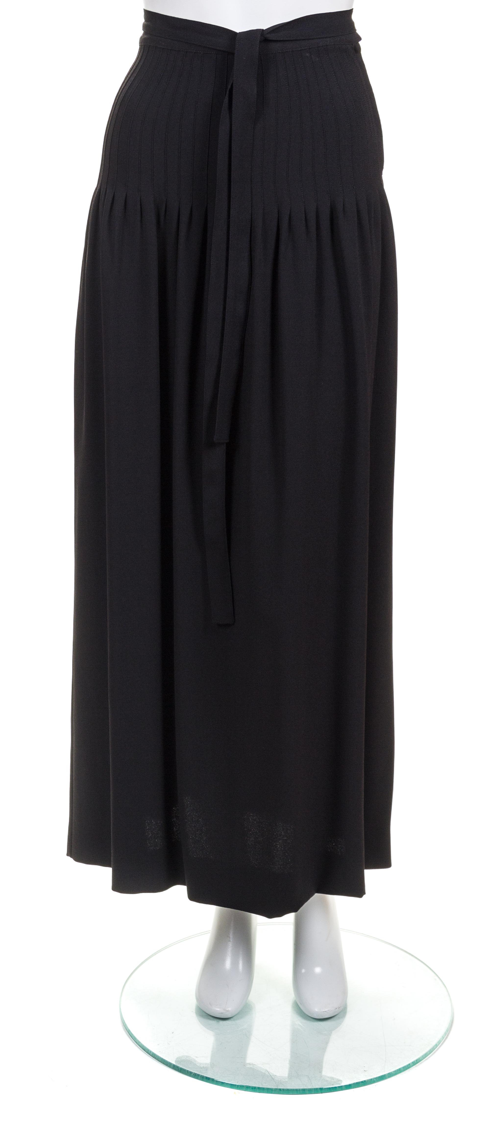 An Yves Saint Laurent Black Pleated Long Skirt, Size 34.