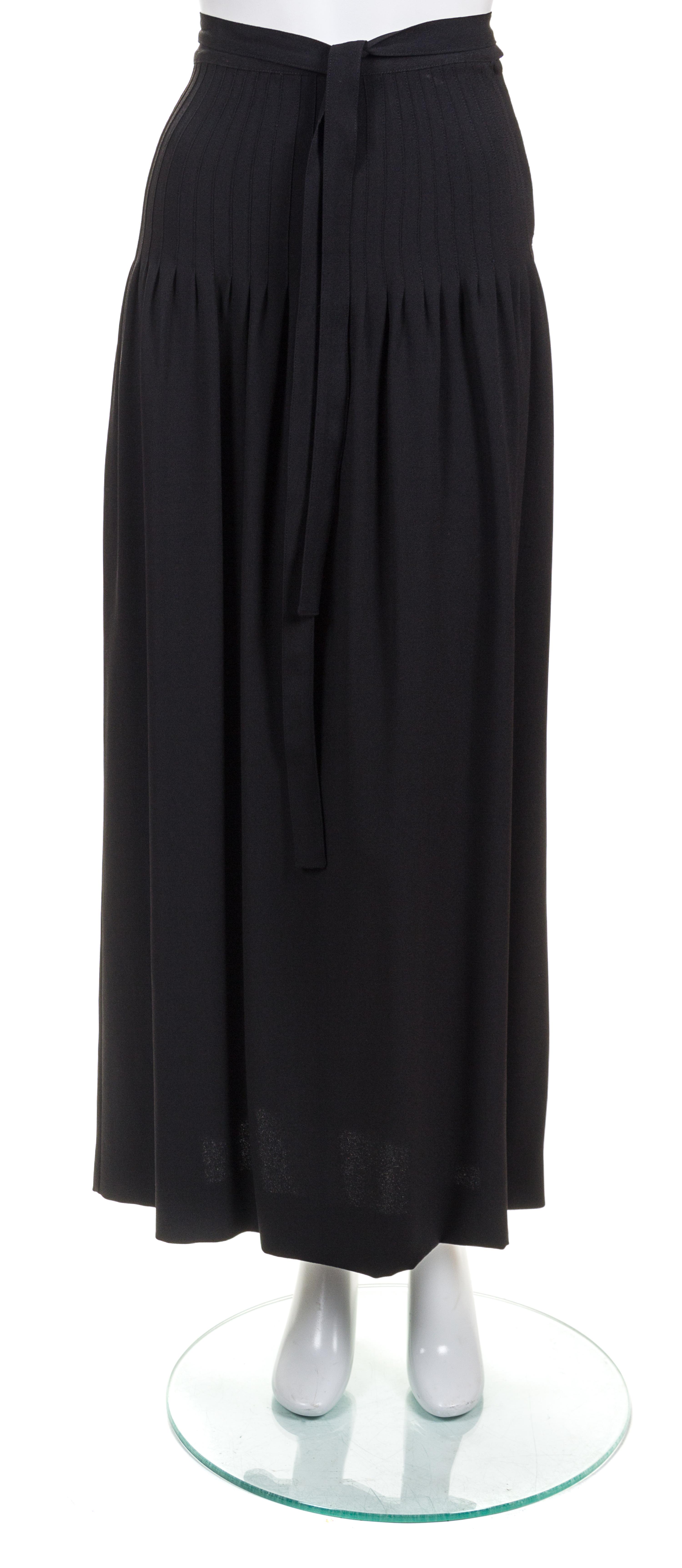 An Yves Saint Laurent Black Pleated Long Skirt, Size 34.