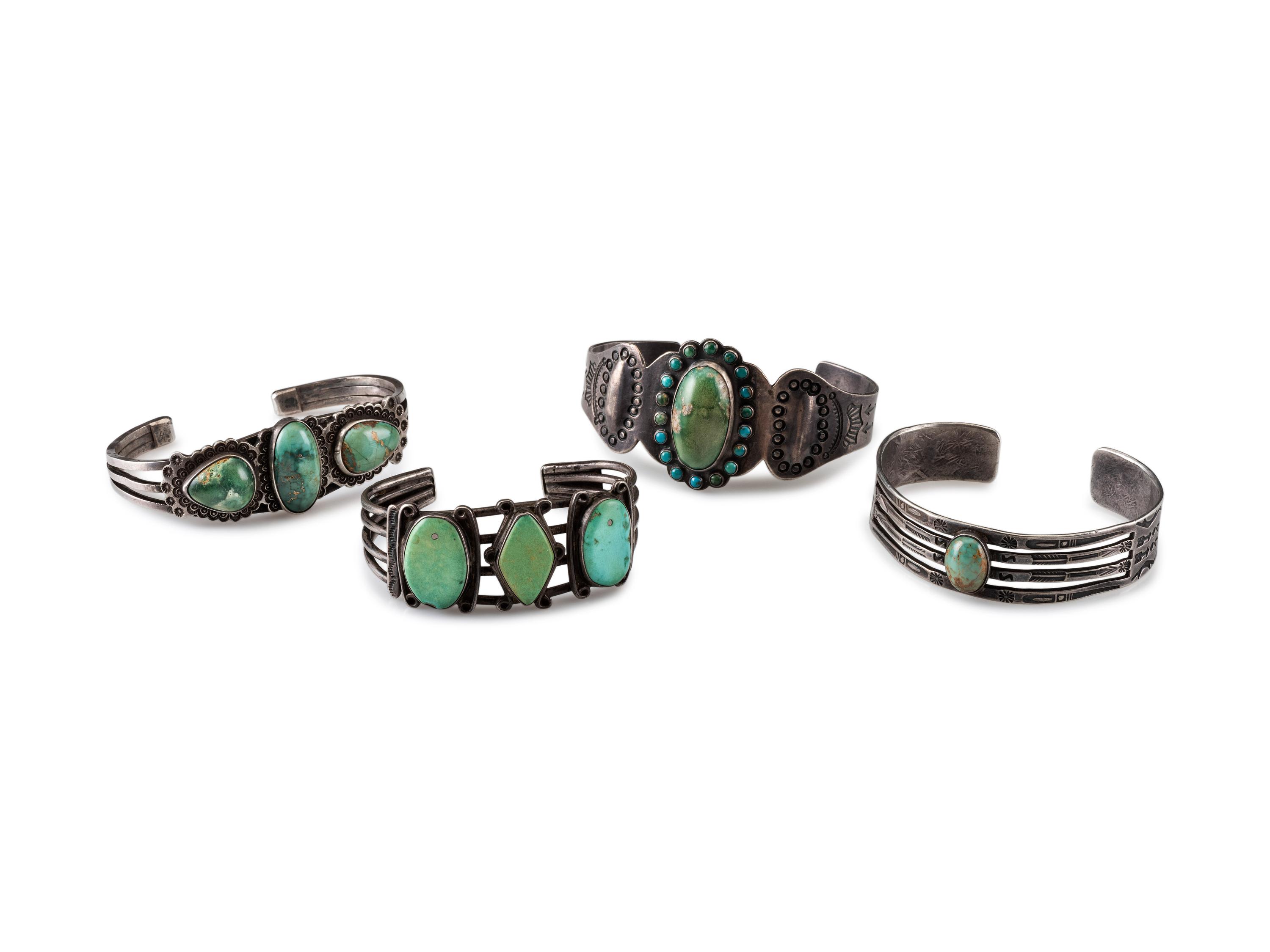 Navajo Silver and Turquoise Cuff Bracelets