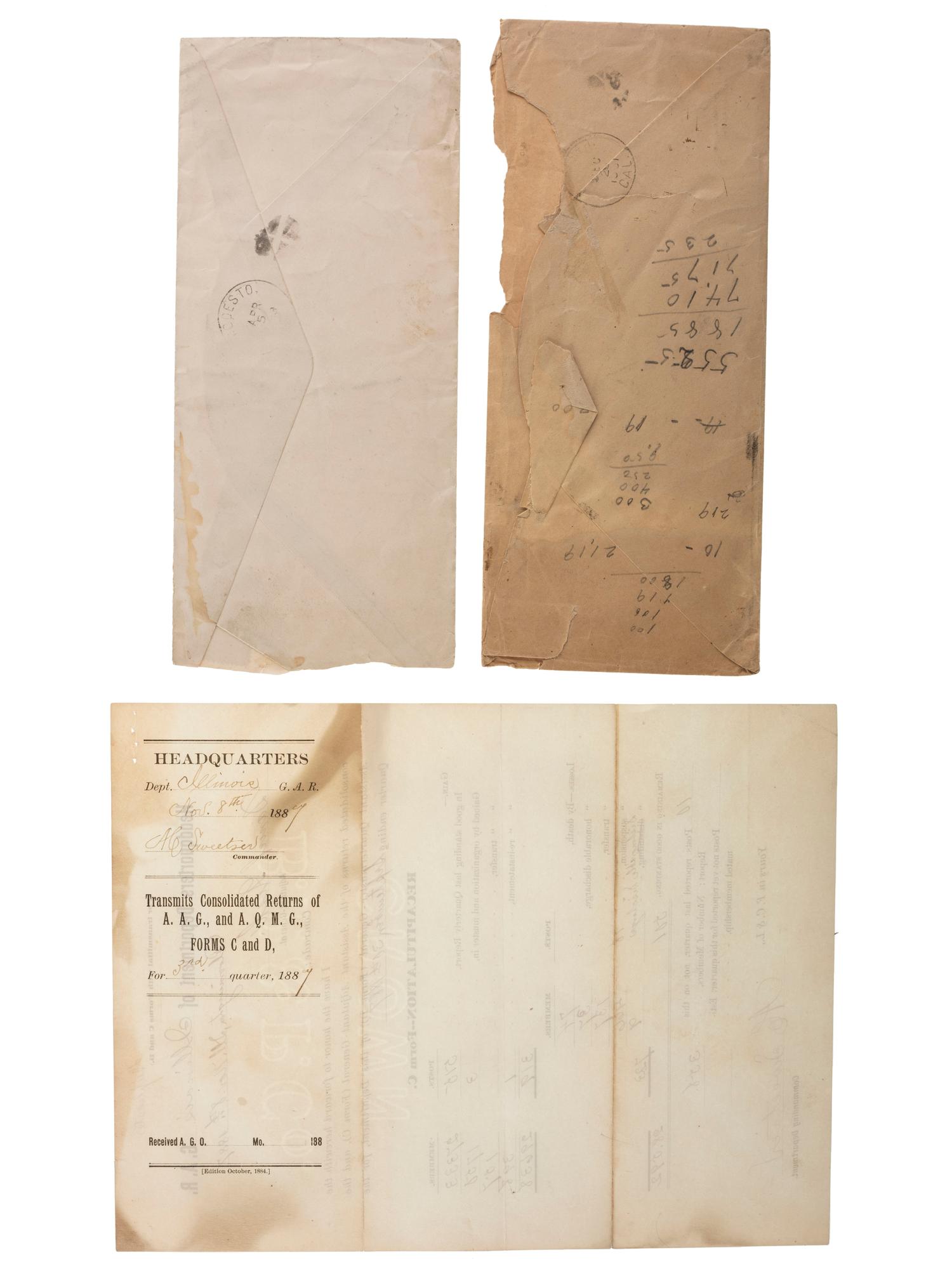 [CIVIL WAR] -- [GAR & UCV]. A group of 9 items, incl. photographs, certificates, and declaration of mourning.