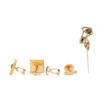 COLLECTION OF YELLOW GOLD AND GEMSTONE ACCESSORIES