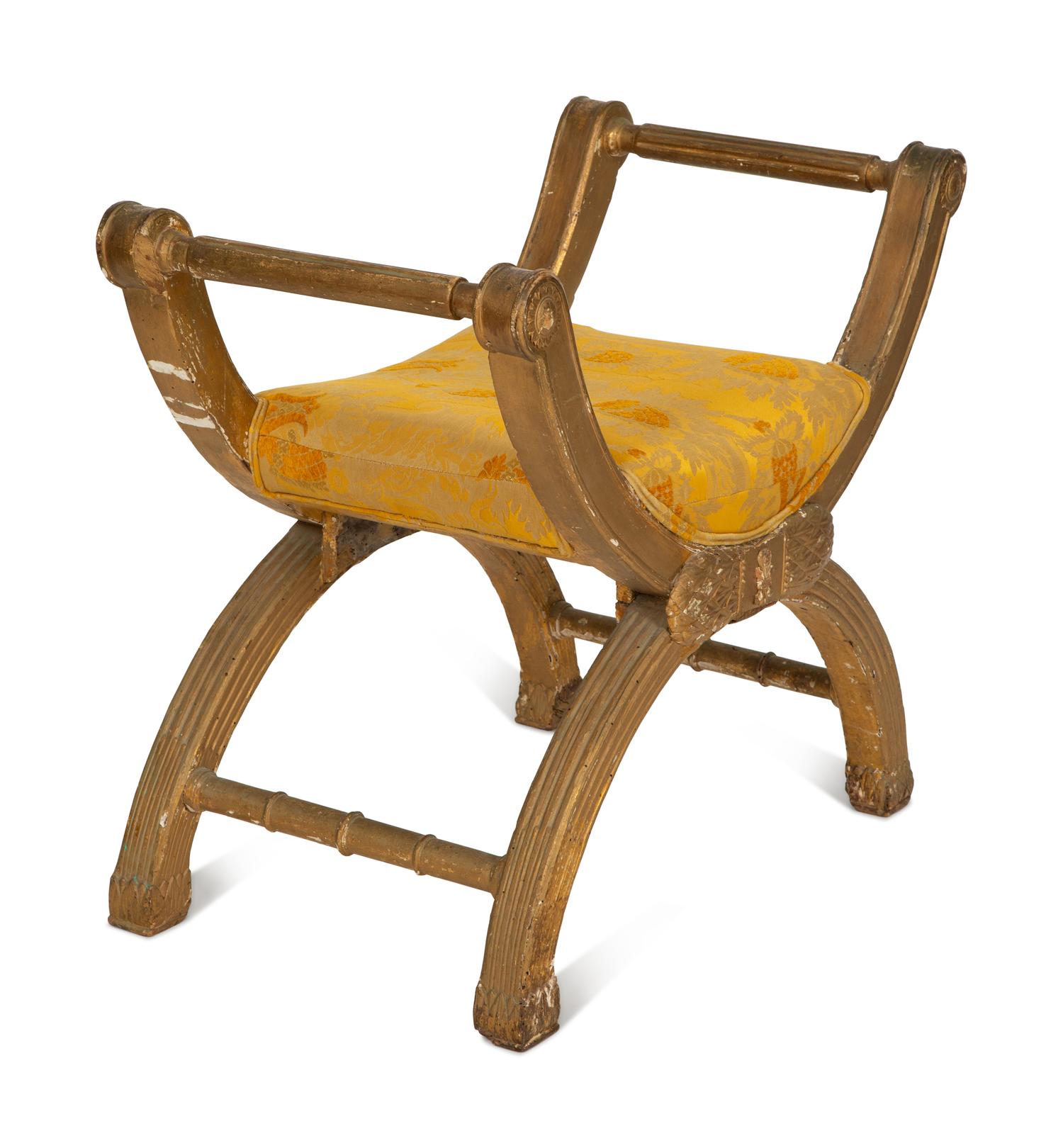 An Italian Giltwood Curule-Form Bench