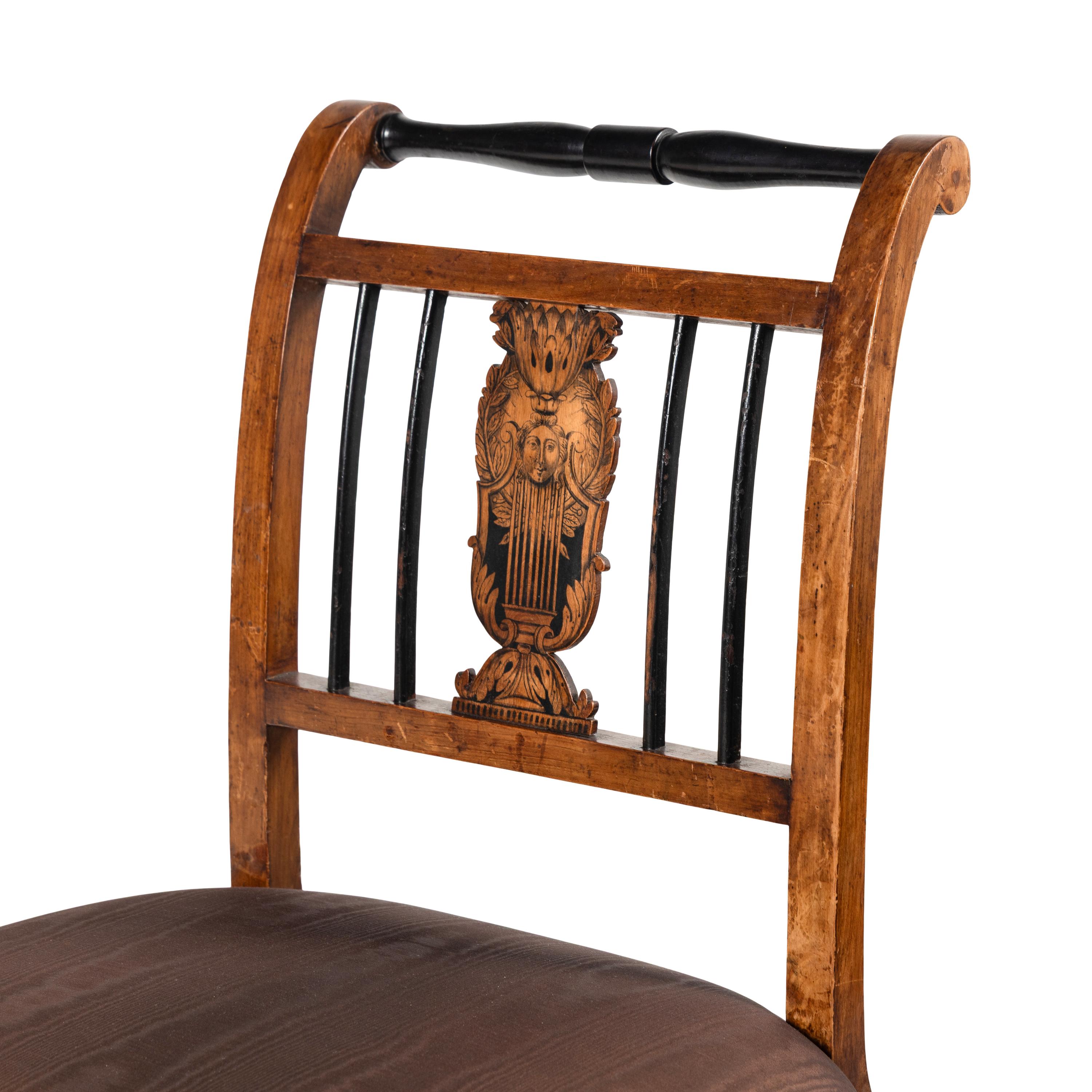 A Pair of Biedermeier Fruitwood Side Chairs